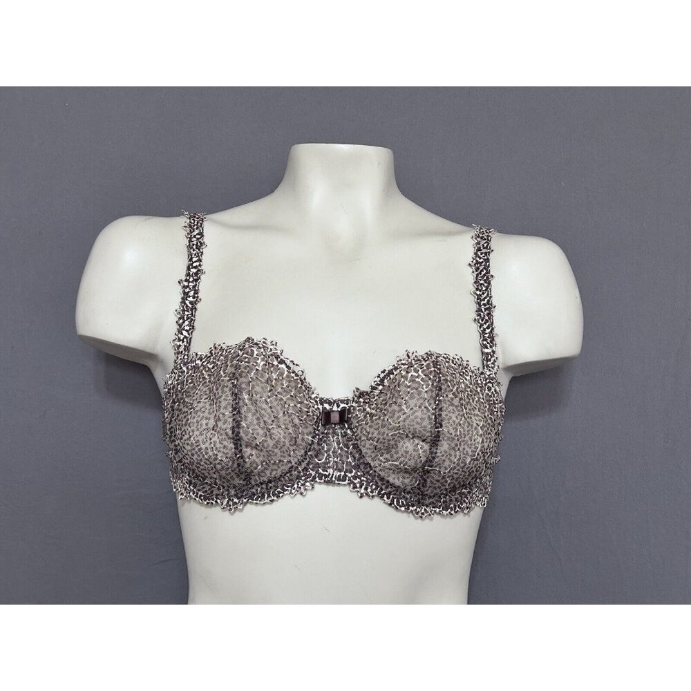 Chantelle Balconette Bra 32D Sheer Animal Print Underwired